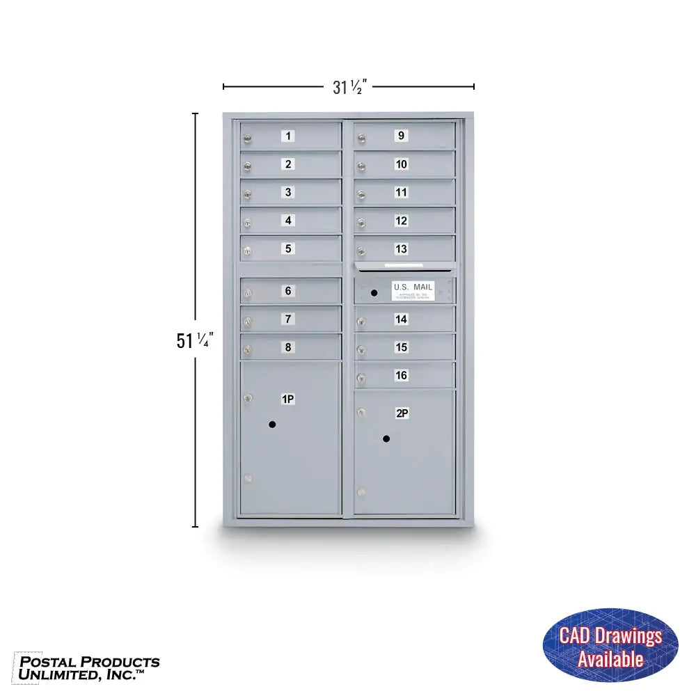 4C Standard Mailbox with 16 Doors & 2 Parcel Lockers