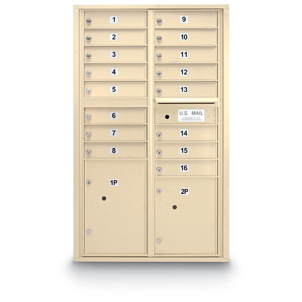 4C Standard Mailbox with 16 Doors & 2 Parcel Lockers