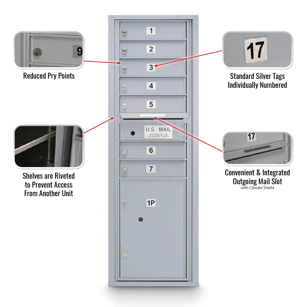 4C Standard Mailbox with 7 Doors & 1 Parcel Locker