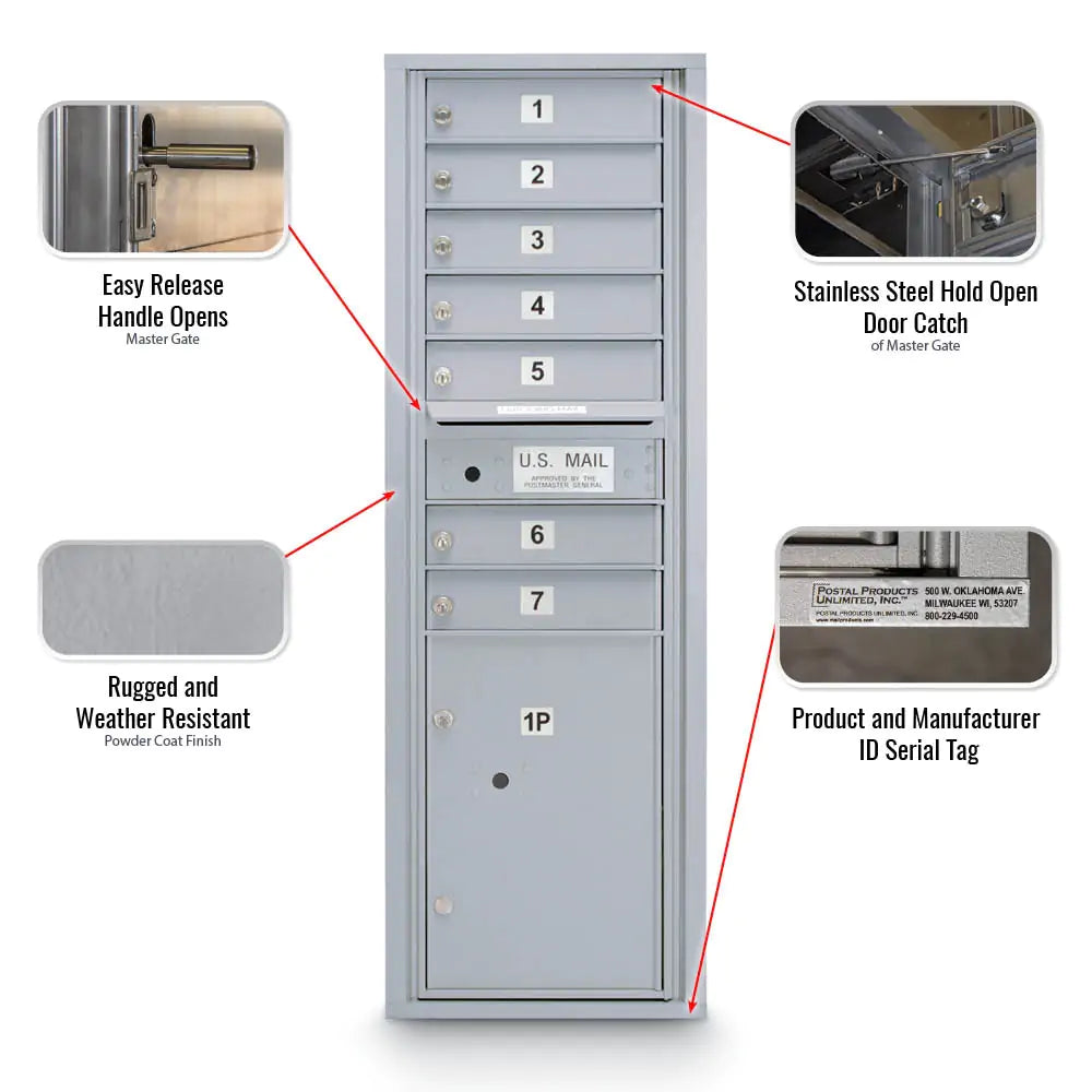 4C Standard Mailbox with 7 Doors & 1 Parcel Locker