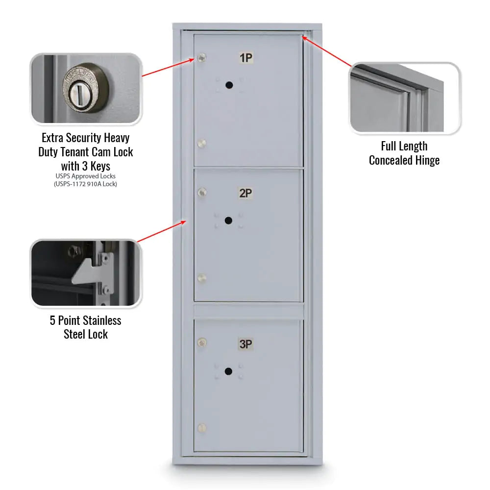 4C Standard Mailbox with 3 Parcel Lockers