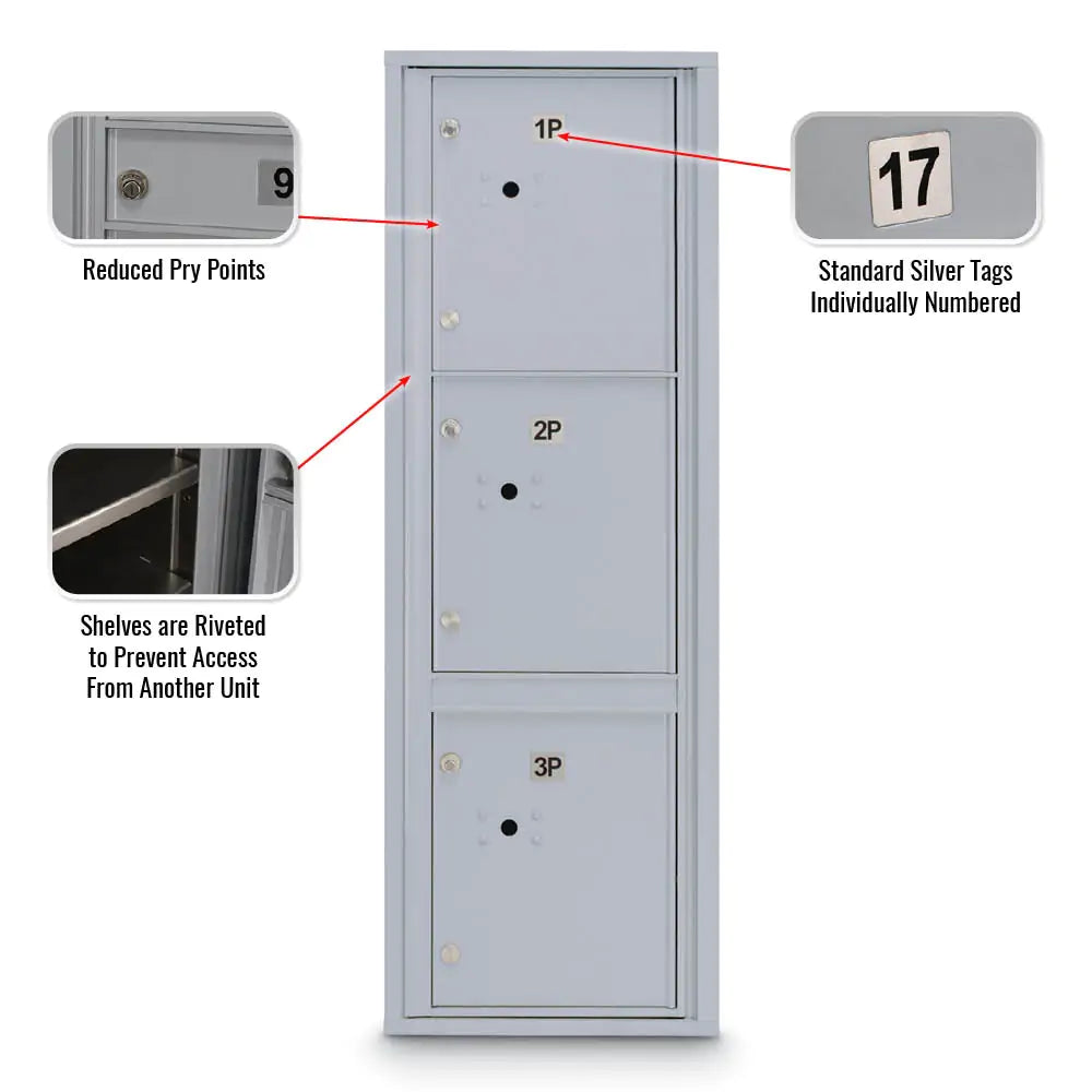 4C Standard Mailbox with 3 Parcel Lockers