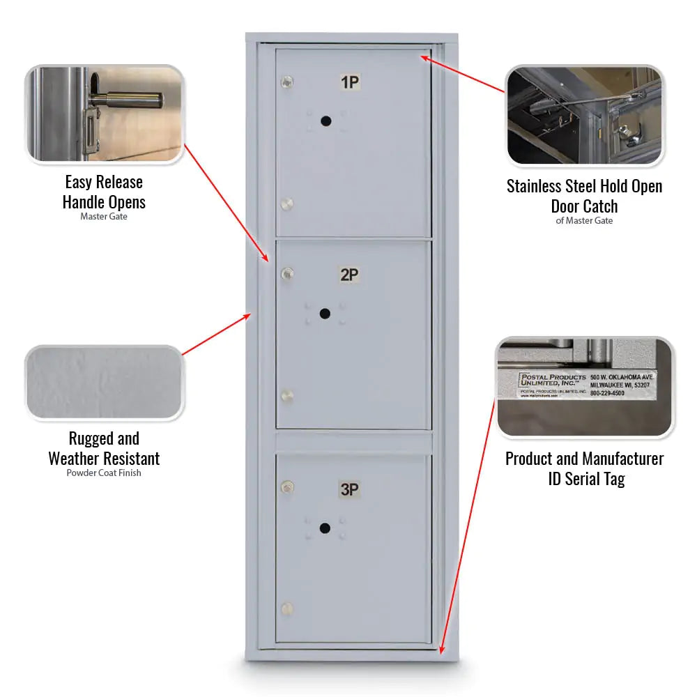 4C Standard Mailbox with 3 Parcel Lockers