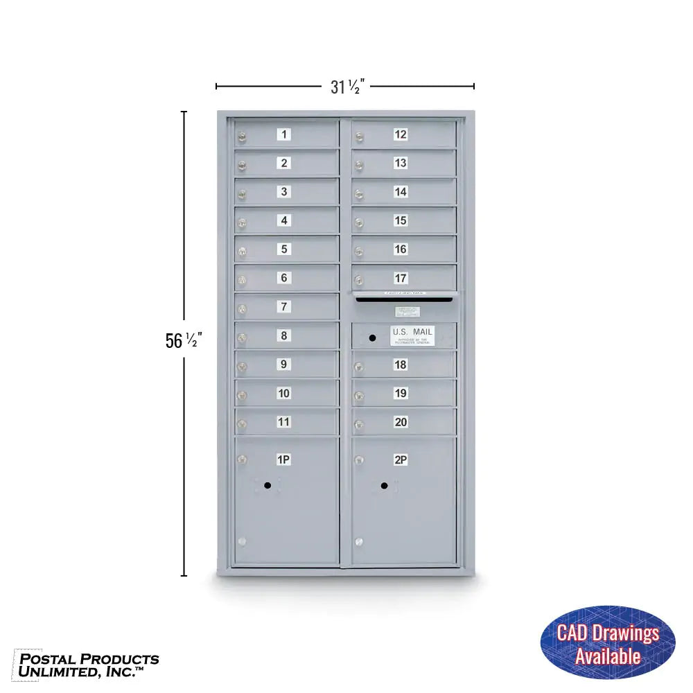 4C Standard Mailbox with 20 Doors & 2 Parcel Lockers
