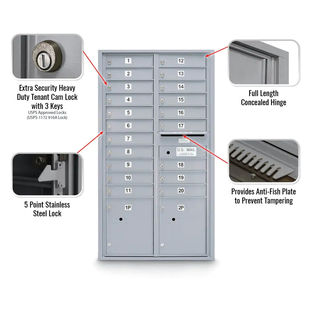 4C Standard Mailbox with 20 Doors & 2 Parcel Lockers