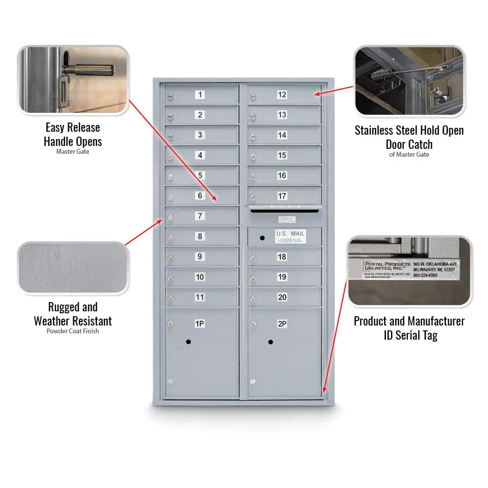 4C Standard Mailbox with 20 Doors & 2 Parcel Lockers
