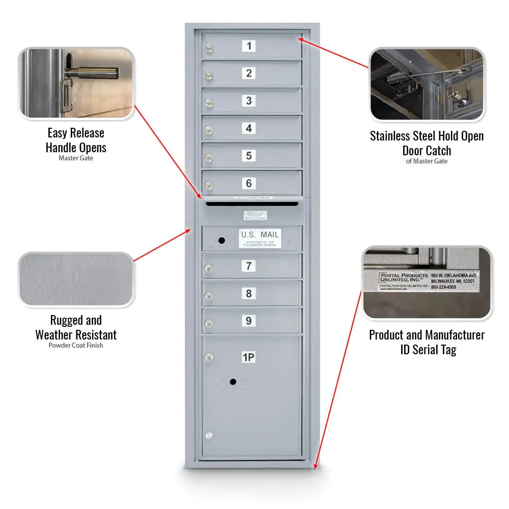 4C Standard Mailbox with 9 Doors & 1 Parcel Locker
