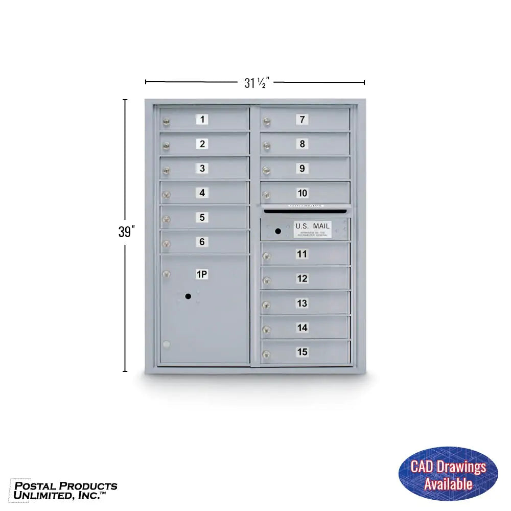 4C Standard Mailbox with 15 Doors & 1 Parcel Locker