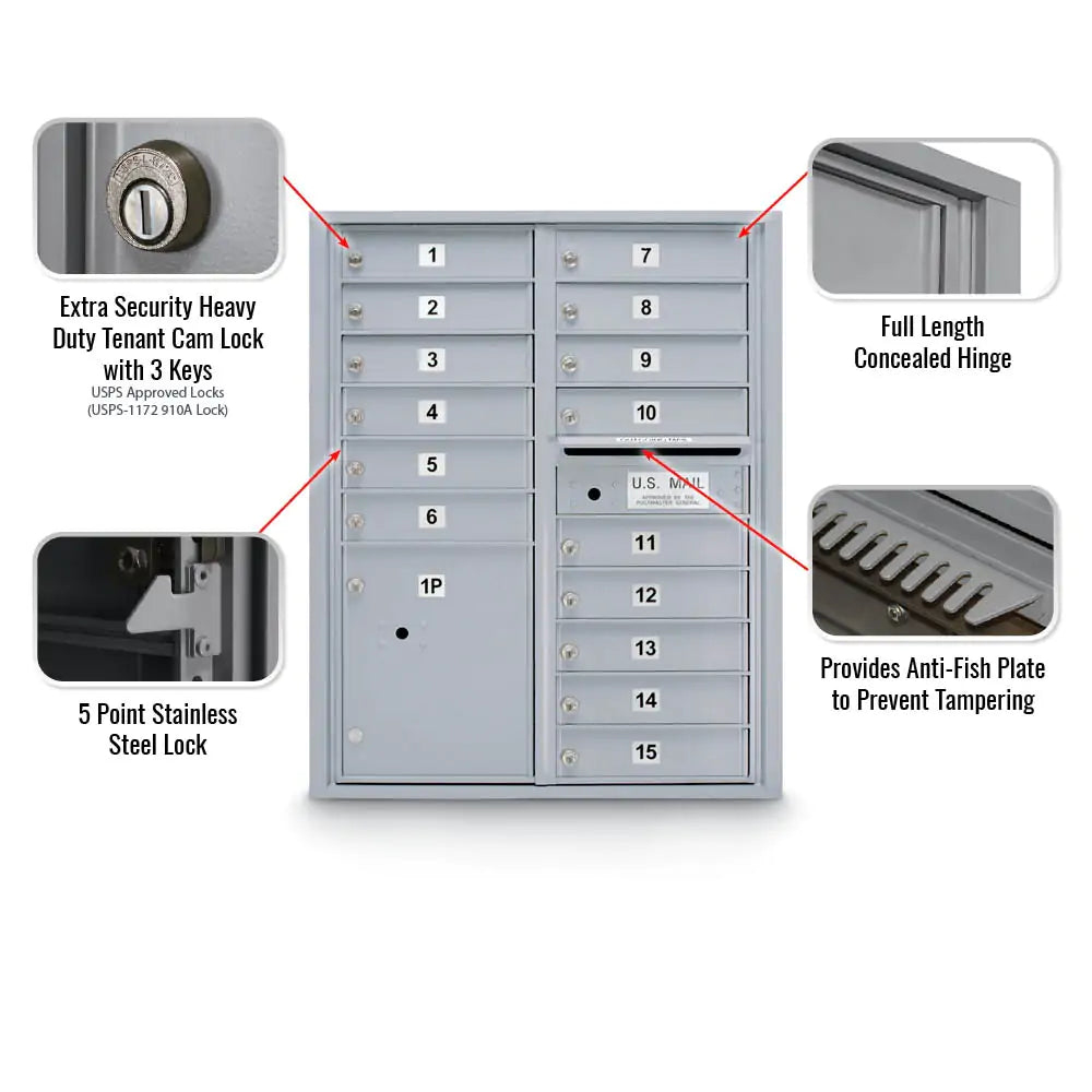 4C Standard Mailbox with 15 Doors & 1 Parcel Locker