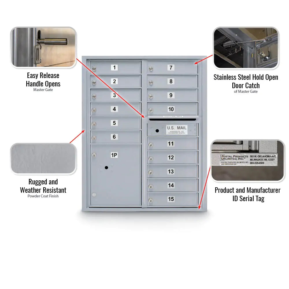 4C Standard Mailbox with 15 Doors & 1 Parcel Locker