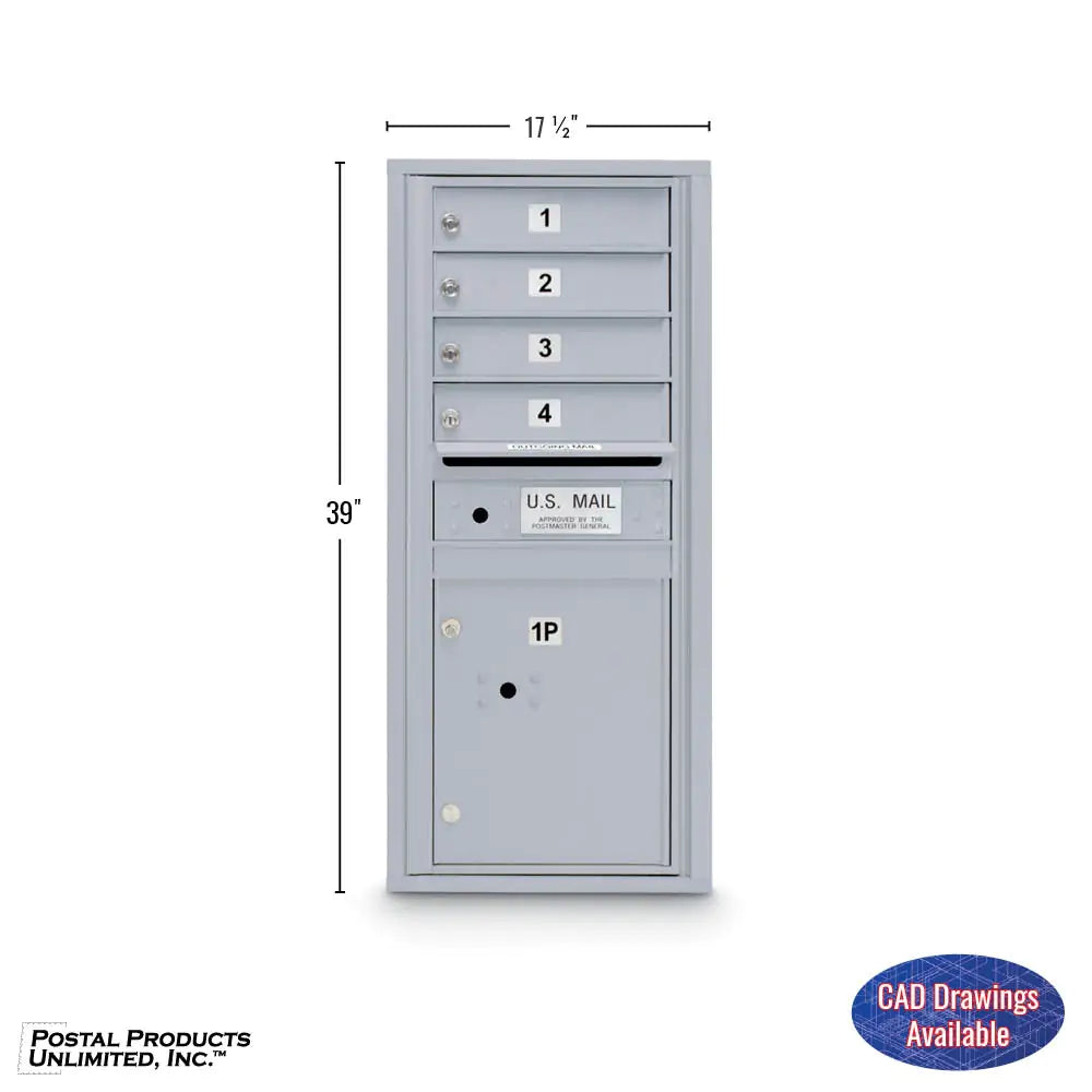 4C Standard Mailbox with 4 Doors & 1 Parcel Locker