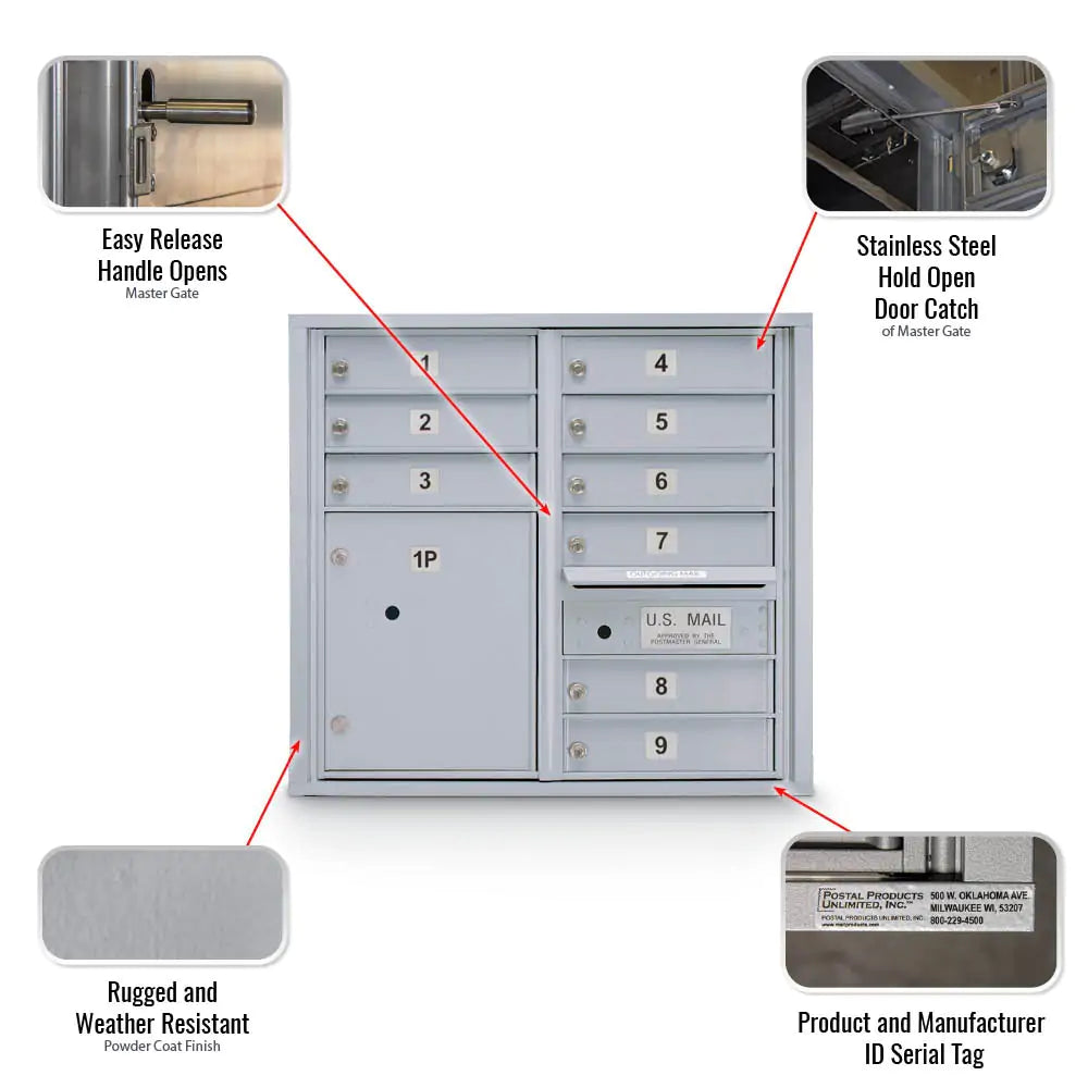 4C Standard Mailbox with 9 Doors & 1 Parcel Locker