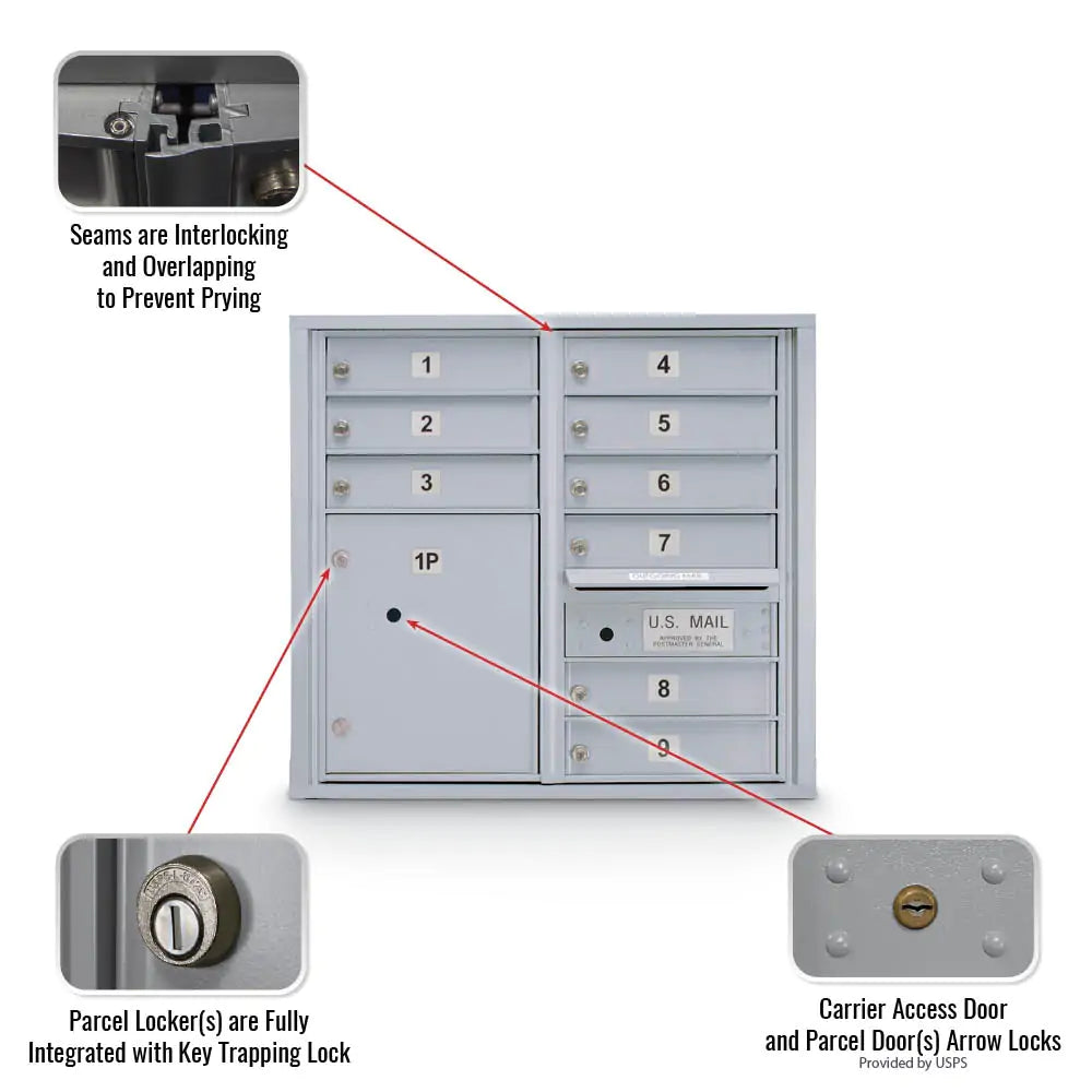 4C Standard Mailbox with 9 Doors & 1 Parcel Locker