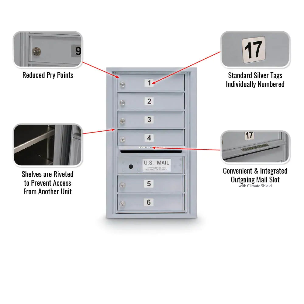 4C Standard Mailbox with 6 Doors