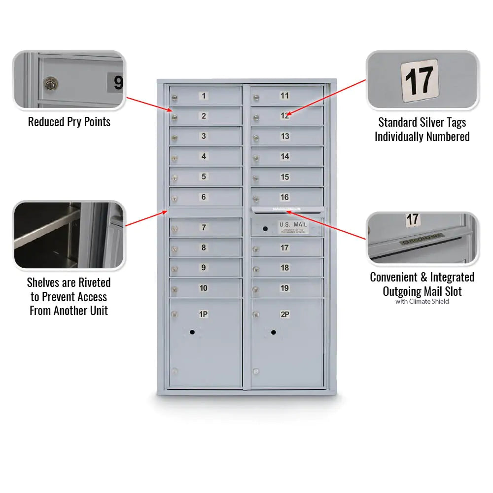 4C Standard Mailbox with 19  Doors & 2 Parcel Lockers