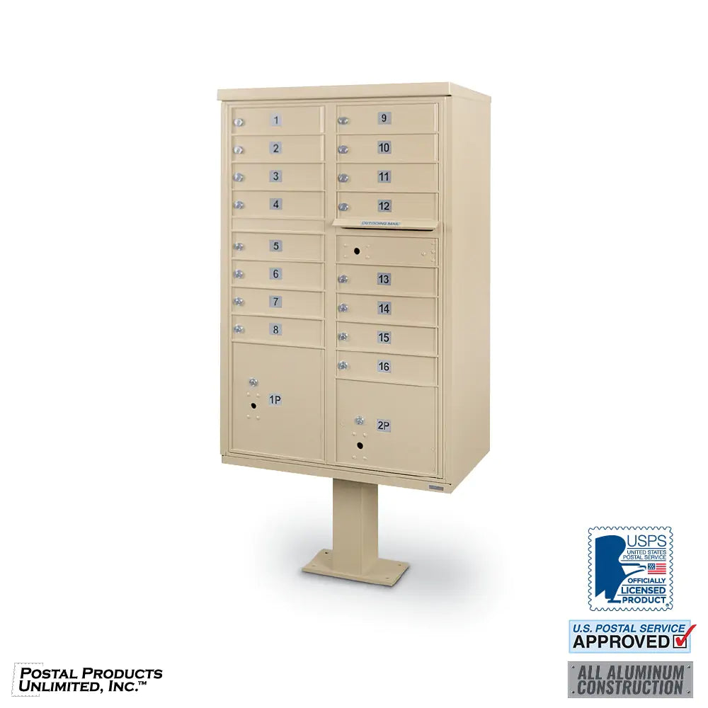 Cluster Box Unit with 16 Doors & 2 Parcel Lockers