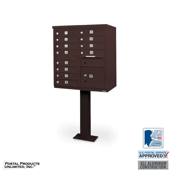 Cluster Box Unit with 12 Doors & 1 Parcel Locker
