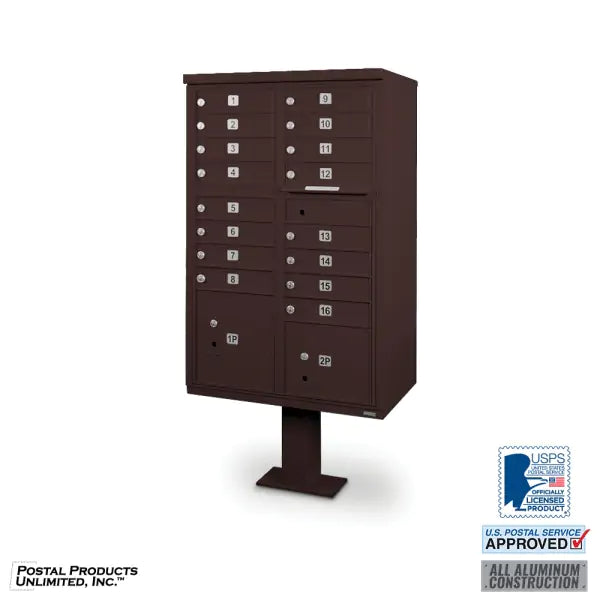 Cluster Box Unit with 16 Doors & 2 Parcel Lockers