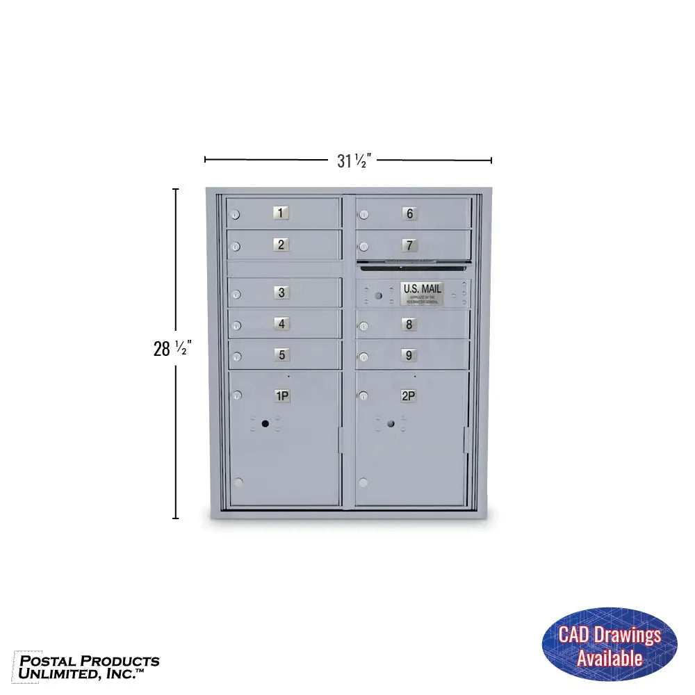 4C Standard Mailbox with 9  Doors & 2 Parcel Lockers