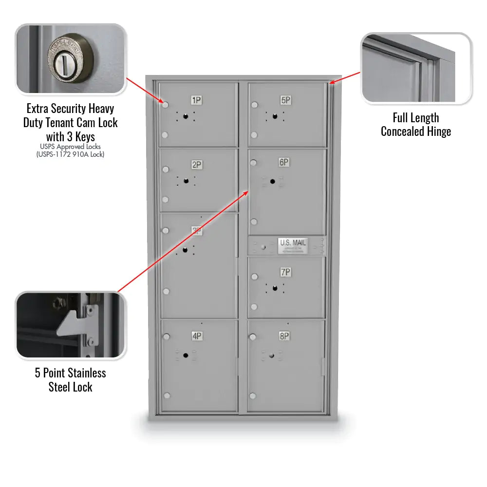 4C Standard Mailbox with 8 Parcel Lockers