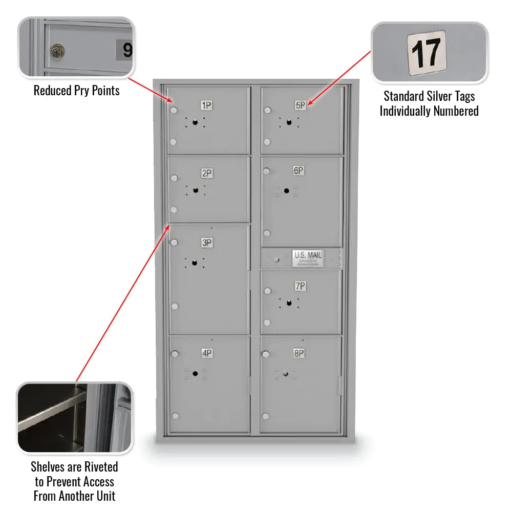 4C Standard Mailbox with 8 Parcel Lockers