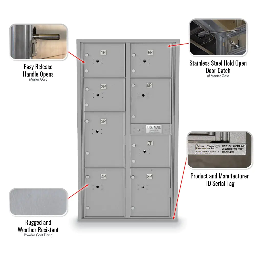 4C Standard Mailbox with 8 Parcel Lockers