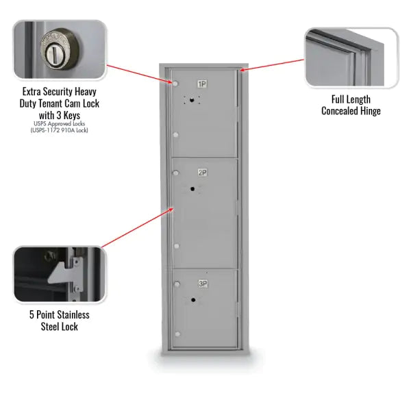 4C Standard Mailbox with 3 Parcel Lockers 56 1/2"