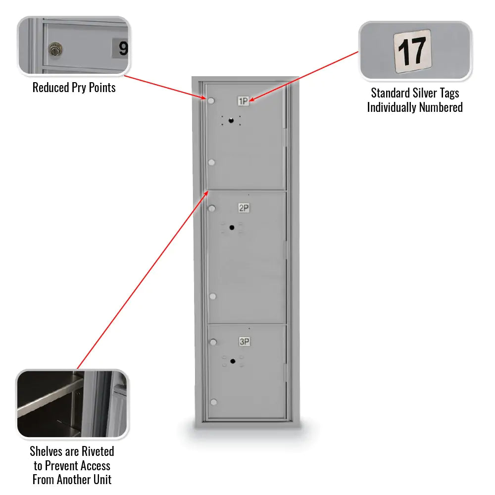 4C Standard Mailbox with 3 Parcel Lockers 56 1/2"