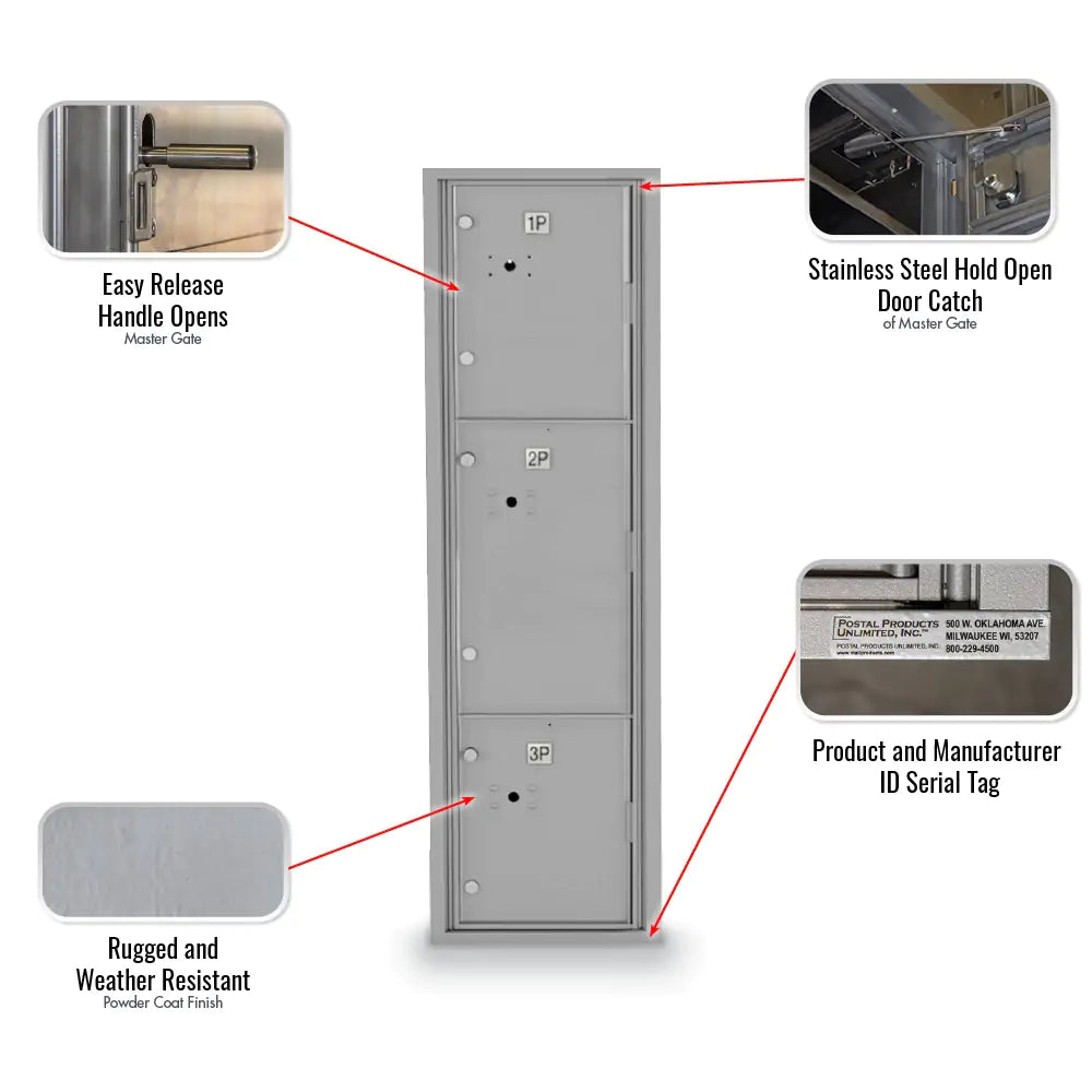 4C Standard Mailbox with 3 Parcel Lockers 56 1/2"