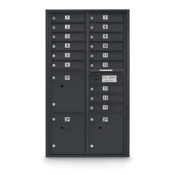 4C Standard Mailbox with 15 Doors & 3 Parcel Lockers