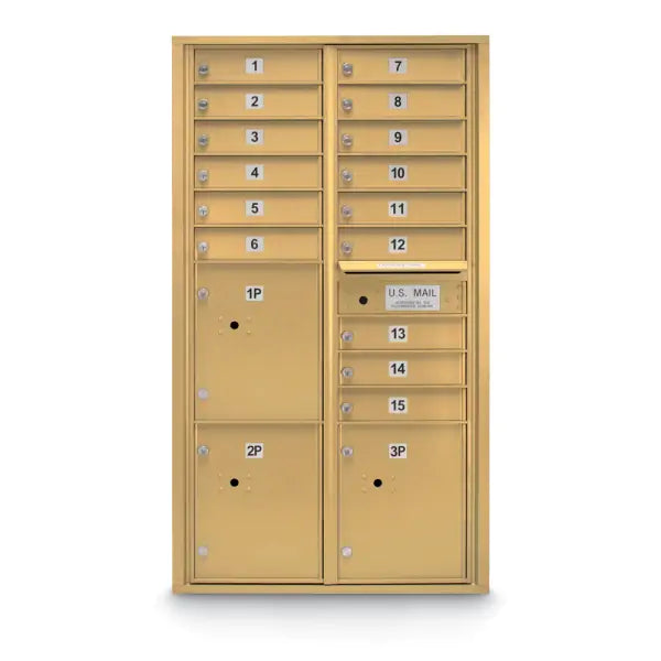 4C Standard Mailbox with 15 Doors & 3 Parcel Lockers