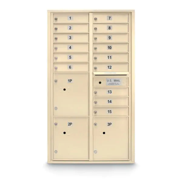4C Standard Mailbox with 15 Doors & 3 Parcel Lockers