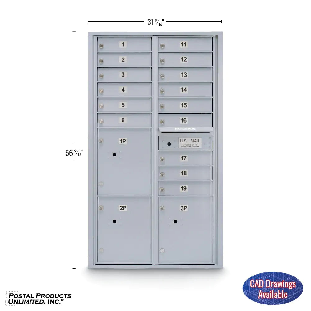 4C Standard Mailbox with 15 Doors & 3 Parcel Lockers