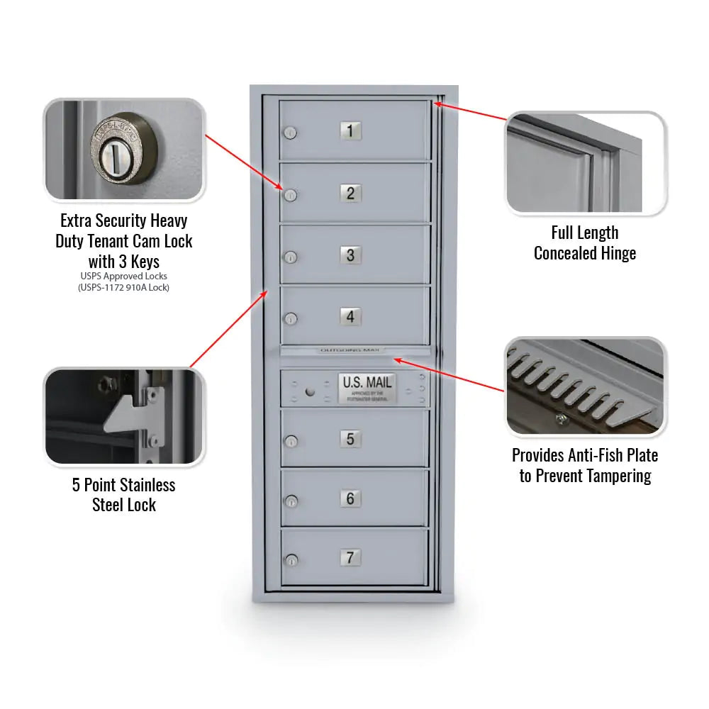 4C Standard Mailbox with 7 Doors