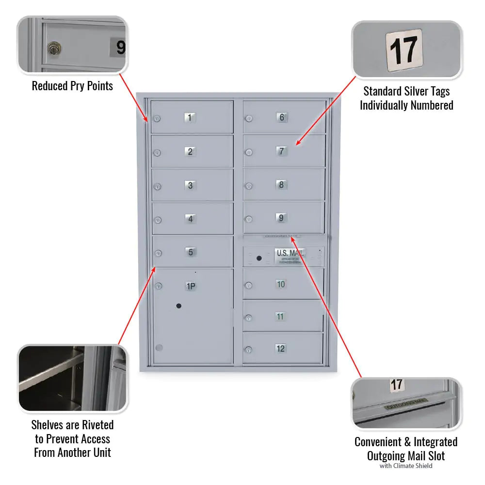 4C Standard Mailbox with 12 Doors & 1 Parcel Locker