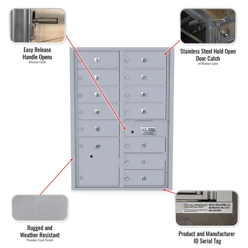 4C Standard Mailbox with 12 Doors & 1 Parcel Locker