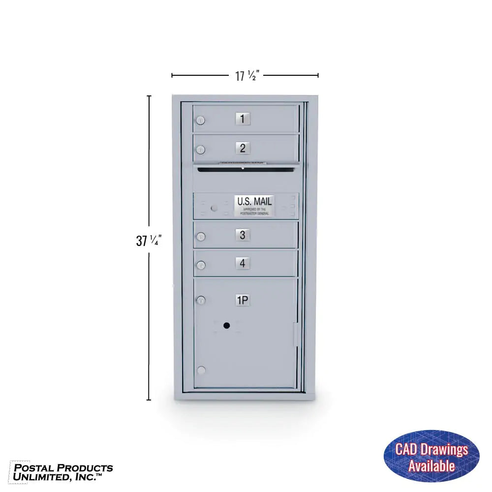 4C Standard Mailbox with 4 Doors & 1 Parcel Locker