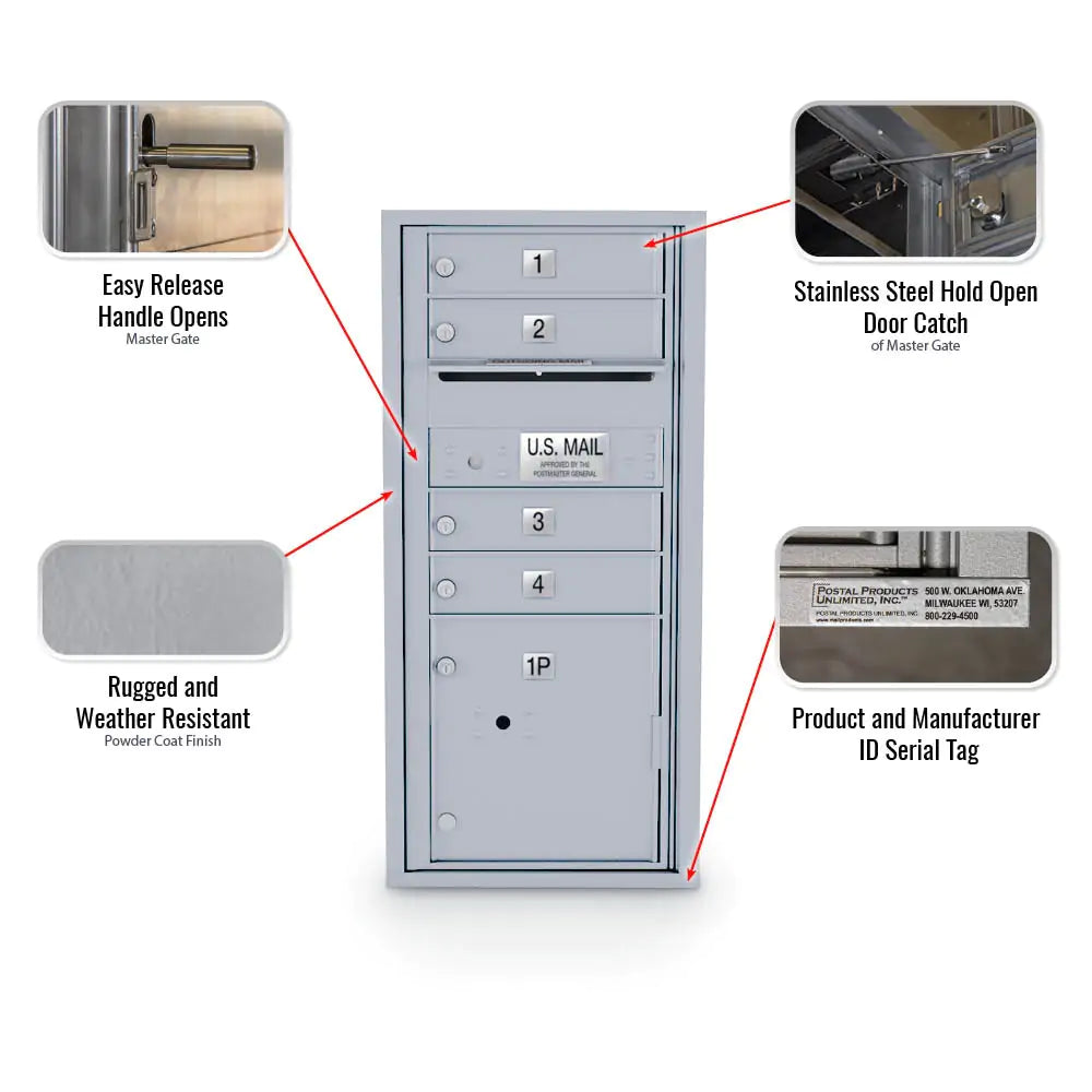 4C Standard Mailbox with 4 Doors & 1 Parcel Locker