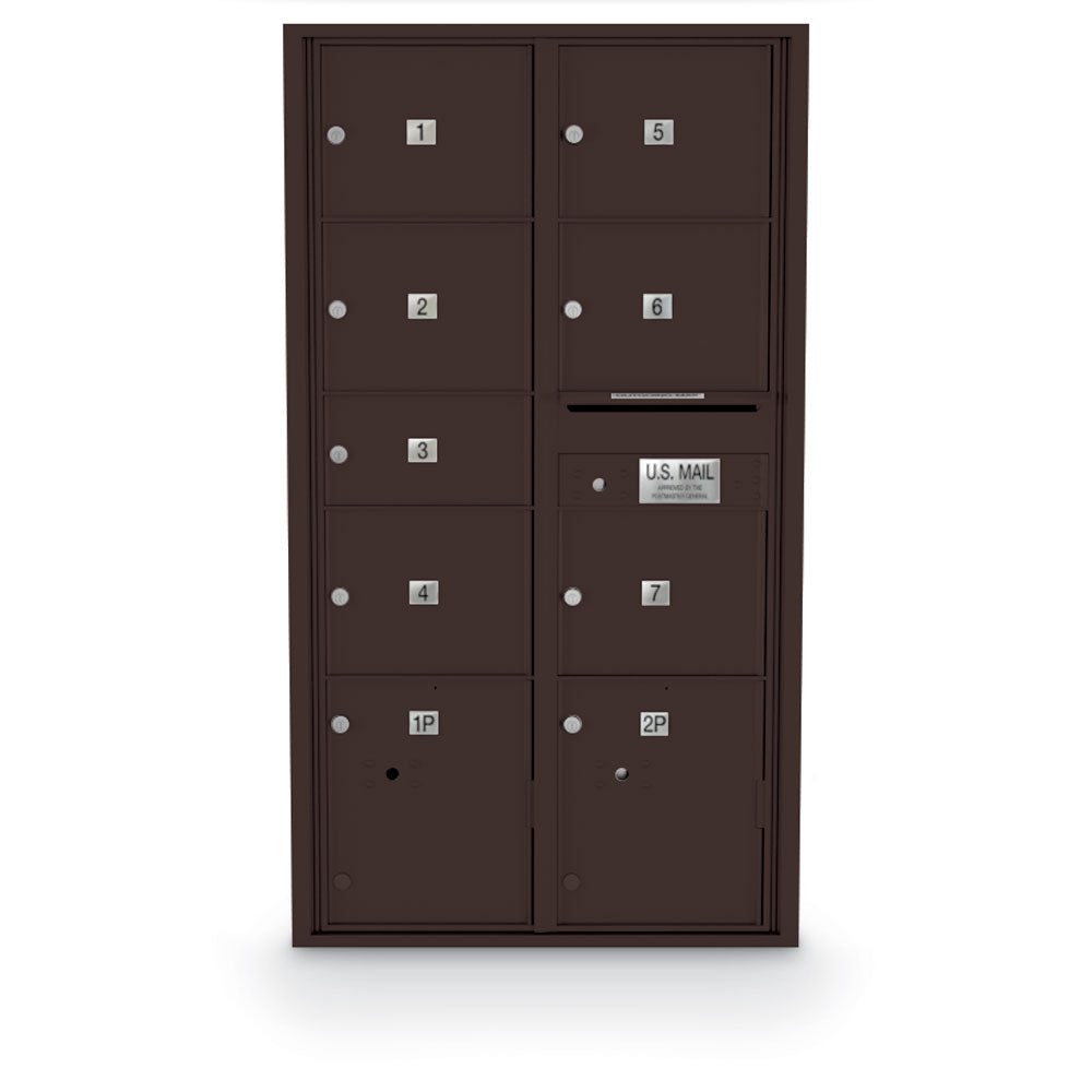 4C Standard Mailbox with 7 Doors (1 MB2, 6 MB3) & 2 Parcel Lockers