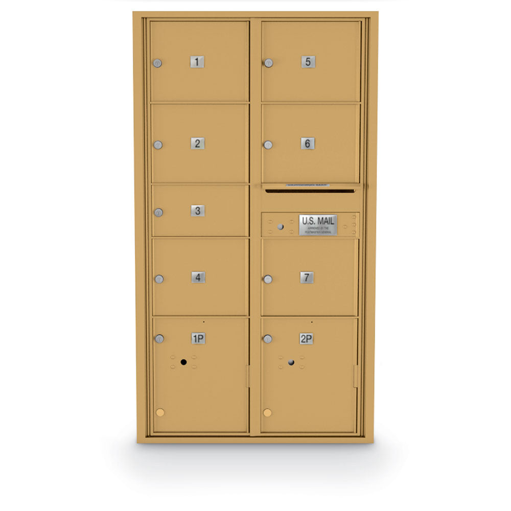 4C Standard Mailbox with 7 Doors (1 MB2, 6 MB3) & 2 Parcel Lockers