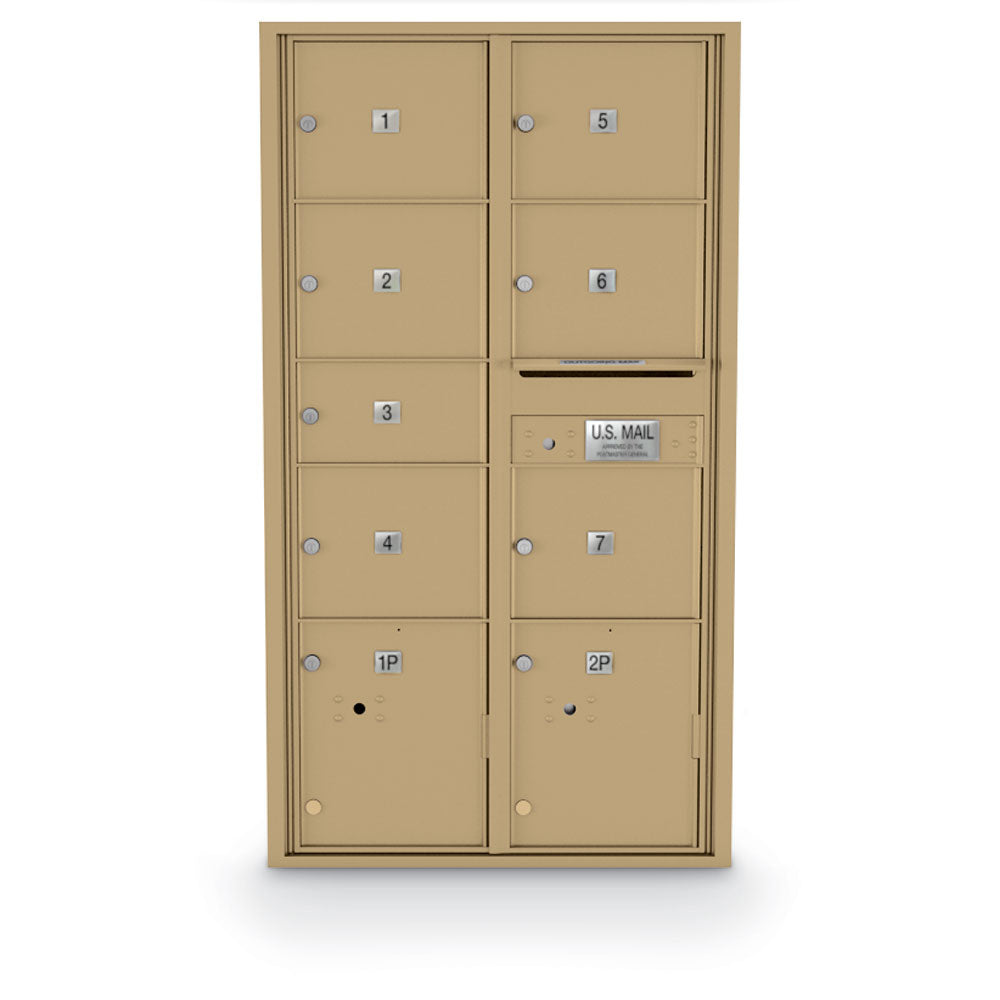 4C Standard Mailbox with 7 Doors (1 MB2, 6 MB3) & 2 Parcel Lockers