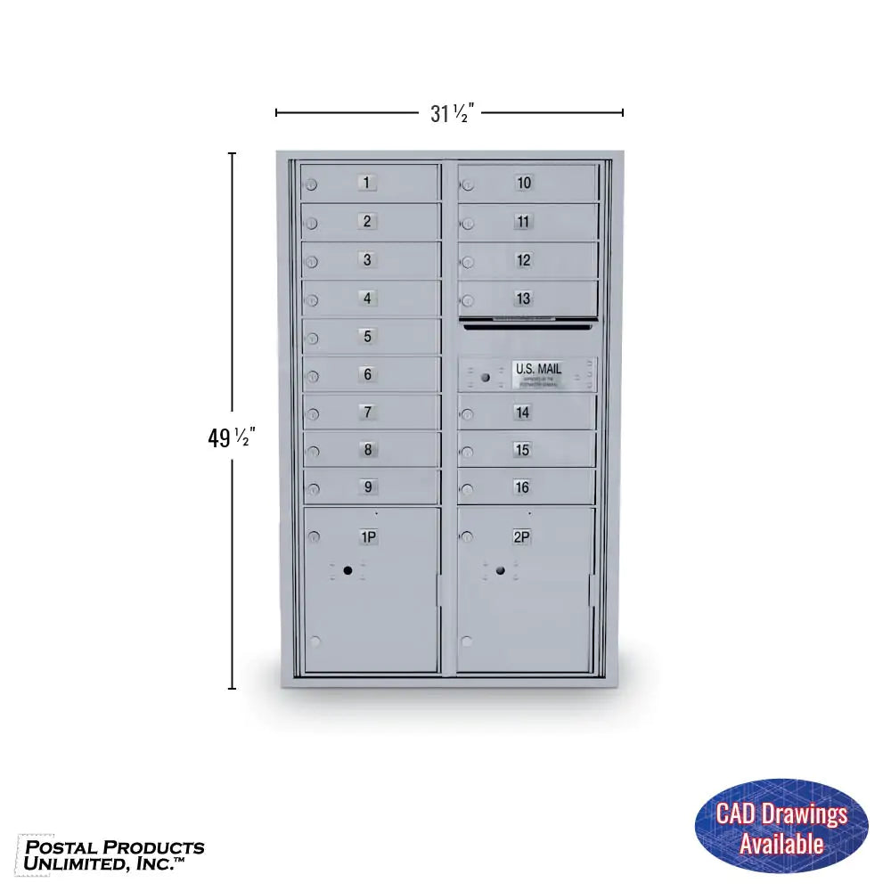4C Standard Mailbox with 16 Doors & 2 Parcel Lookers