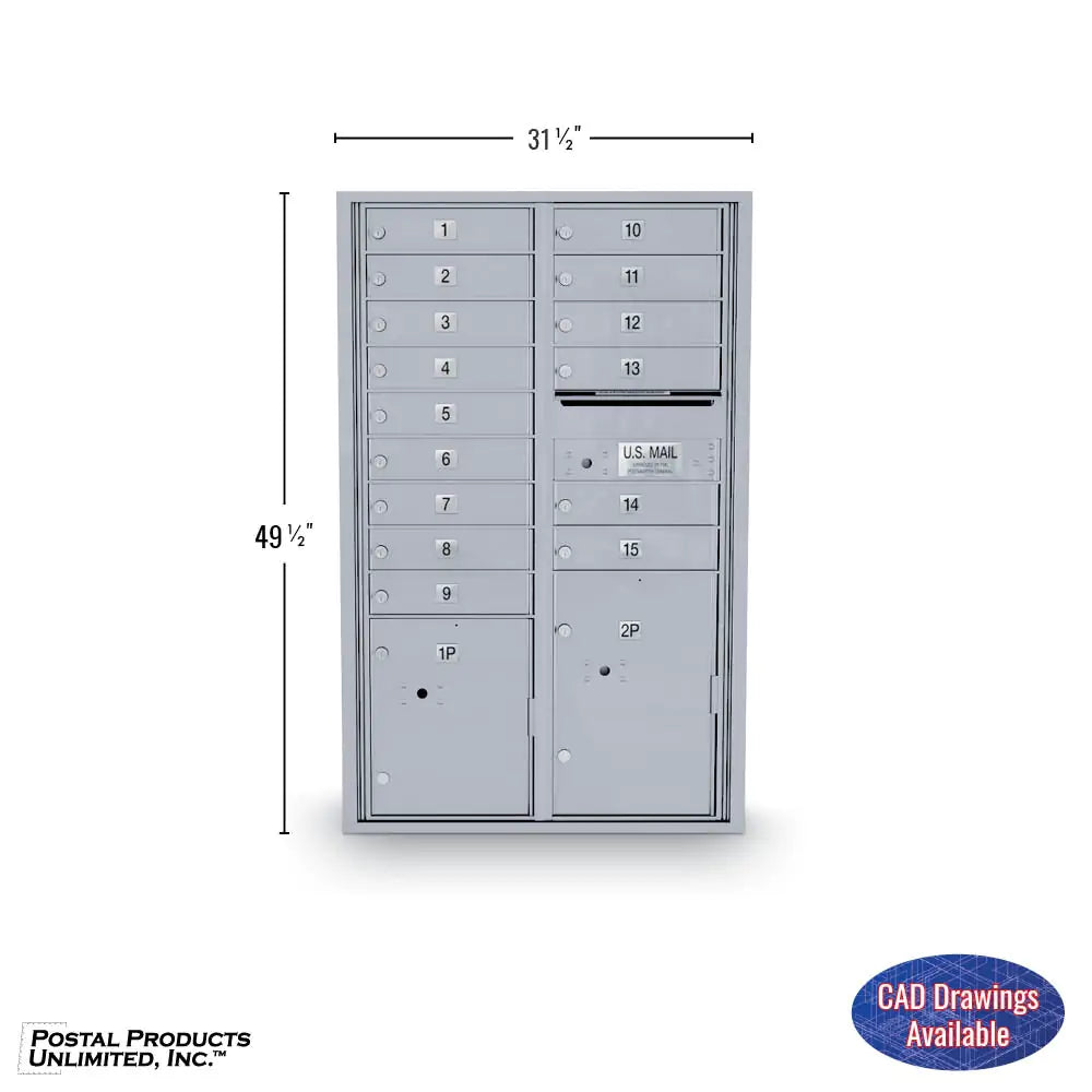4C Standard Mailbox with 15 Doors & 2 Parcel Lookers
