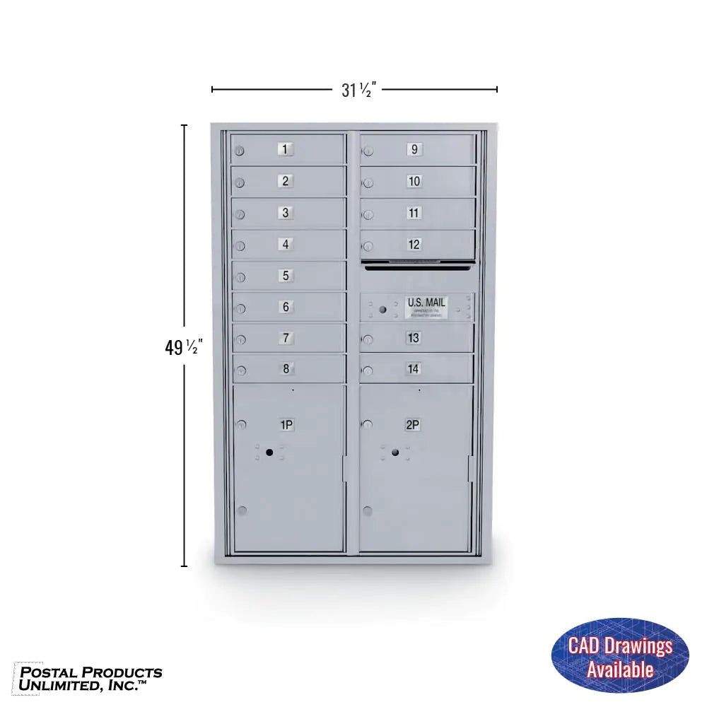 4C Standard Mailbox with 14 Doors & 2 Parcel Lookers