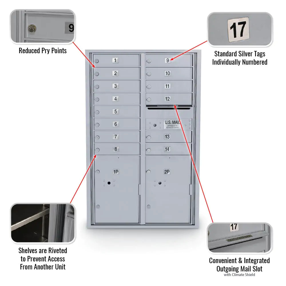 4C Standard Mailbox with 14 Doors & 2 Parcel Lookers