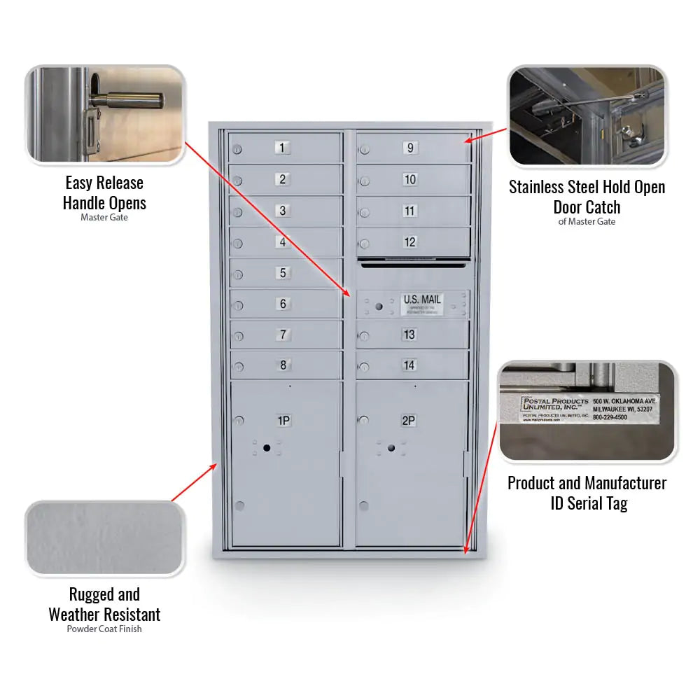 4C Standard Mailbox with 14 Doors & 2 Parcel Lookers