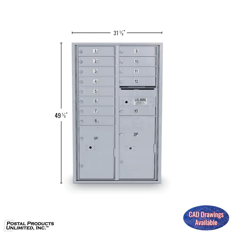 4C Standard Mailbox with 13 Doors & 2 Parcel Lookers