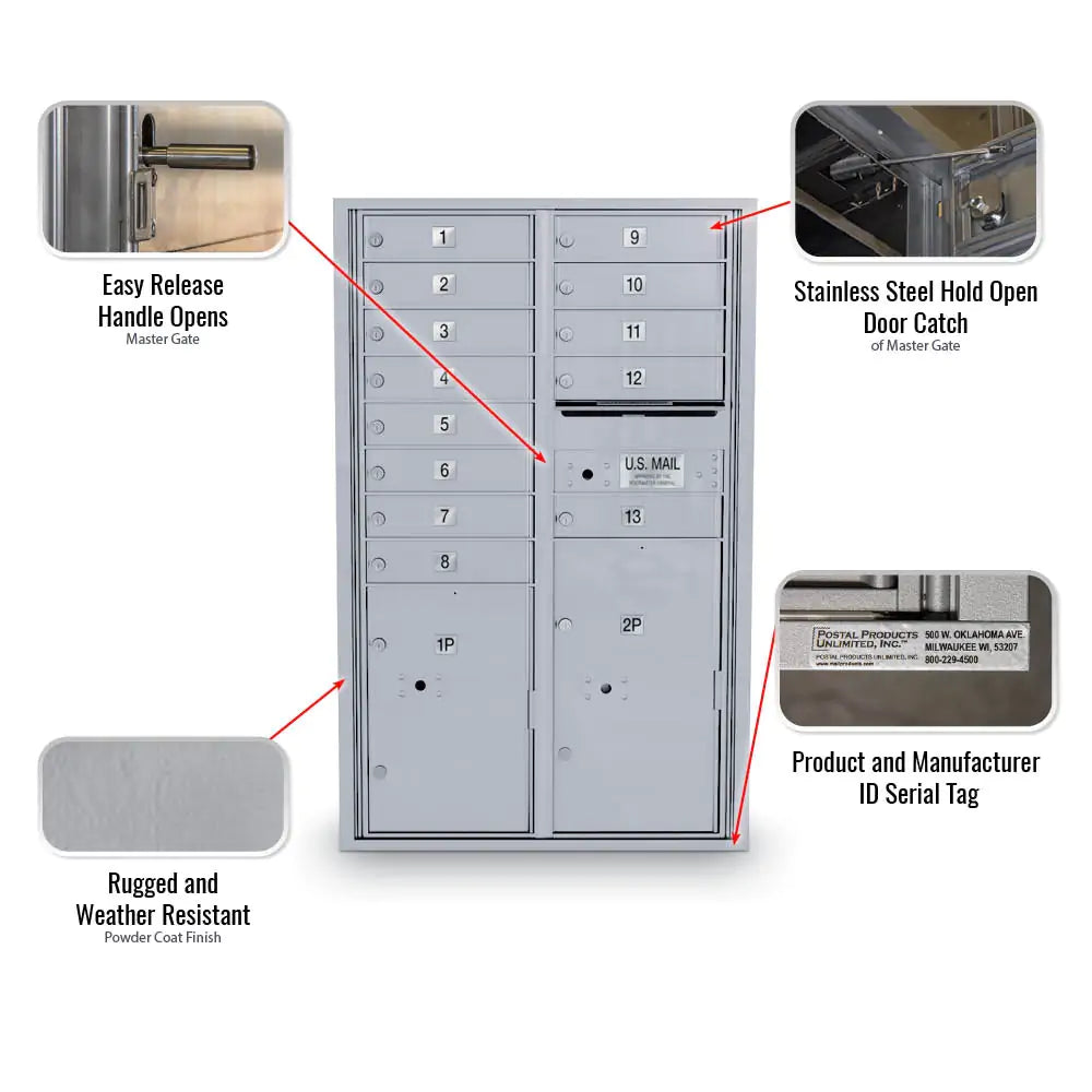 4C Standard Mailbox with 13 Doors & 2 Parcel Lookers