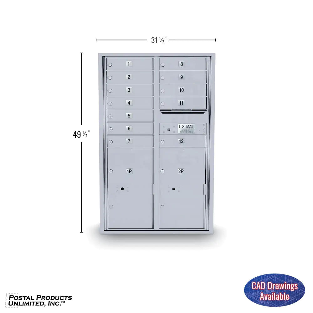 4C Standard Mailbox with 12 Doors & 2 Parcel Lookers