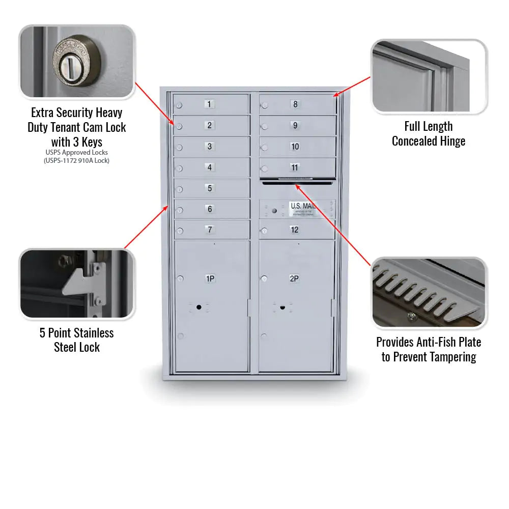 4C Standard Mailbox with 12 Doors & 2 Parcel Lookers